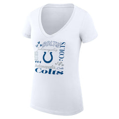 Indianapolis Colts G-III 4Her by Carl Banks Women's Super-Slim Fit Lightweight Collage Team V-Neck T-Shirt White | NFL