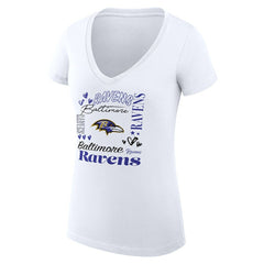 Baltimore Ravens G-III 4Her by Carl Banks Women's Super-Slim Fit Lightweight Collage Team V-Neck T-Shirt White | NFL