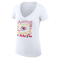 Kansas City Chiefs G-III 4Her by Carl Banks Women's Super-Slim Fit Lightweight Collage Team V-Neck T-Shirt White | NFL
