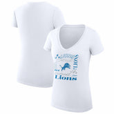 Detroit Lions G-III 4Her by Carl Banks Women's Super-Slim Fit Lightweight Collage Team V-Neck T-Shirt White | NFL