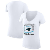 Carolina Panthers G-III 4Her by Carl Banks Women's Super-Slim Fit Lightweight Collage Team V-Neck T-Shirt White | NFL