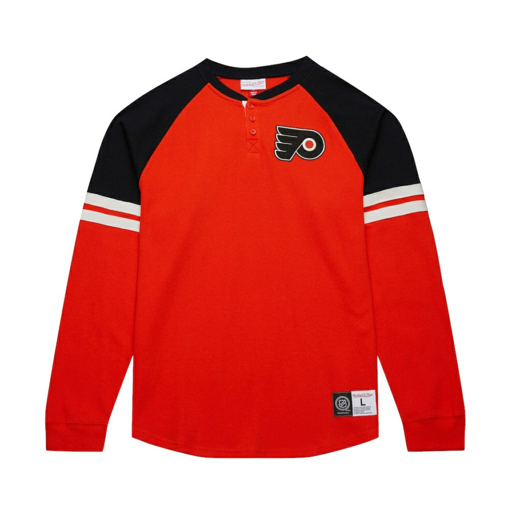 Philadelphia Flyers Mitchell & Ness Thermal Henley Long Sleeve T-Shirt - Orange - NHL