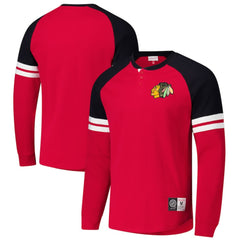 Chicago Blackhawks Mitchell & Ness Thermal Henley Long Sleeve T-Shirt - Red - NHL
