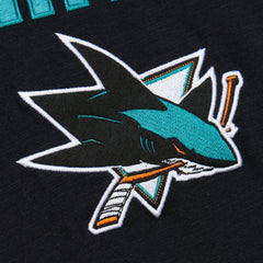 San Jose Sharks Mitchell & Ness Legendary Slub Raglan Long Sleeve T-Shirt - Black/Teal - NHL