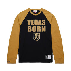 Vegas Golden Knights Mitchell & Ness Legendary Slub Raglan Long Sleeve T-Shirt - Black/Gold - NHL