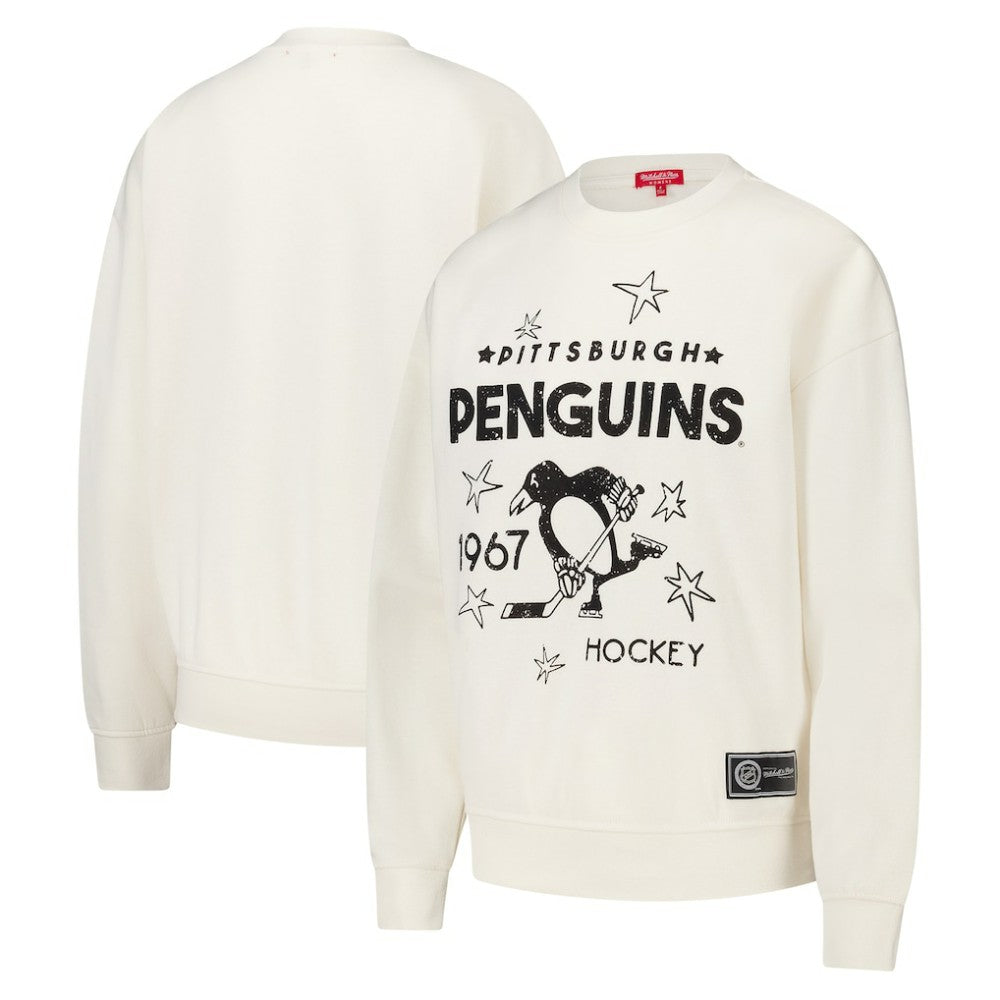 Pittsburgh Penguins Mitchell & Ness Women's Logo 3.0 Pullover Sweatshirt - Cream - NHL