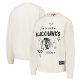 Chicago Blackhawks Mitchell & Ness Women's Logo 3.0 Pullover Sweatshirt - Cream - NHL