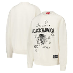 Chicago Blackhawks Mitchell & Ness Women's Logo 3.0 Pullover Sweatshirt - Cream - NHL