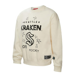 Seattle Kraken Mitchell & Ness Women's Logo 3.0 Pullover Sweatshirt - Cream - NHL