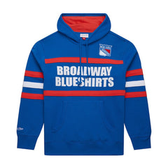 New York Rangers Mitchell & Ness Head Coach Slogan Pullover Hoodie - Blue - NHL