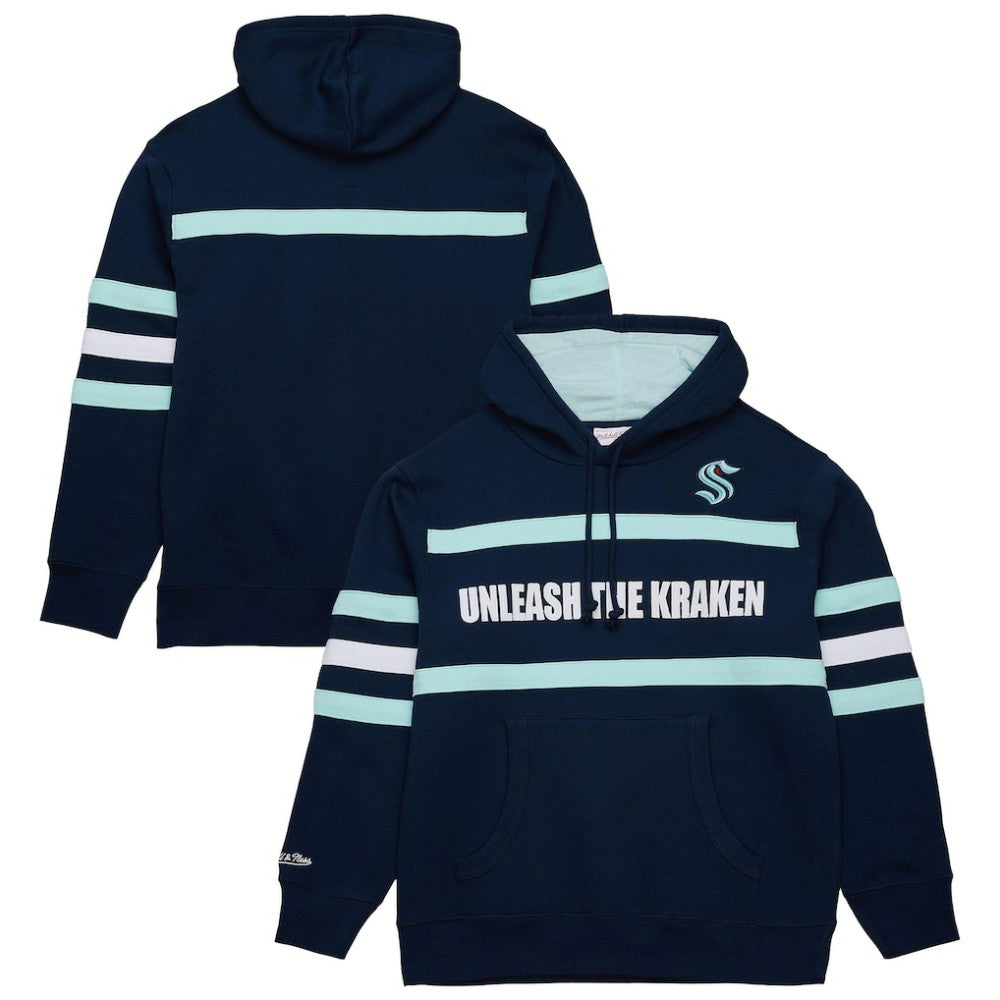 Seattle Kraken Mitchell & Ness Head Coach Slogan Pullover Hoodie - Navy - NHL