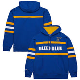 St. Louis Blues Mitchell & Ness Head Coach Slogan Pullover Hoodie - Blue - NHL
