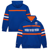 New York Islanders Mitchell & Ness Head Coach Slogan Pullover Hoodie - Royal - NHL