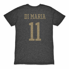 Angel Di Maria Argentina National Team 1863FC Retro Player Tri-Blend T-Shirt Black - FIFA World CUP