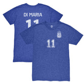 Angel Di Maria Argentina National Team 1863FC Retro Player Tri-Blend T-Shirt Blue - FIFA World CUP