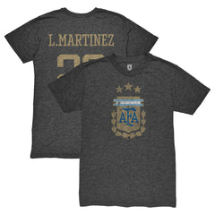 Lautaro Martinez Argentina National Team 1863FC Retro Player Tri-Blend T-Shirt Black - FIFA World CUP
