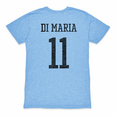 Angel Di Maria Argentina National Team 1863FC Retro Player Tri-Blend T-Shirt Light Blue - FIFA World CUP