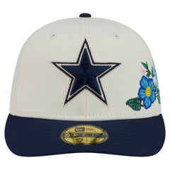 Dallas Cowboys New Era Tonal Florals 59FIFTY Fitted Hat Cream/Navy | NFL
