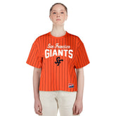 San Francisco Giants New Era Women's 2025 City Connect Boxy Pinstripe T-Shirt - MLB