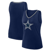 Dallas Cowboys Logo Athletic Women's Plus Size Stellar Win V-Neck Tank Top Navy | NFL