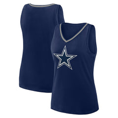 Dallas Cowboys Logo Athletic Women's Plus Size Stellar Win V-Neck Tank Top Navy | NFL