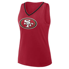 San Francisco 49ers Logo Athletic Women's Plus Size Stellar Win V-Neck Tank Top Scarlet | NFL