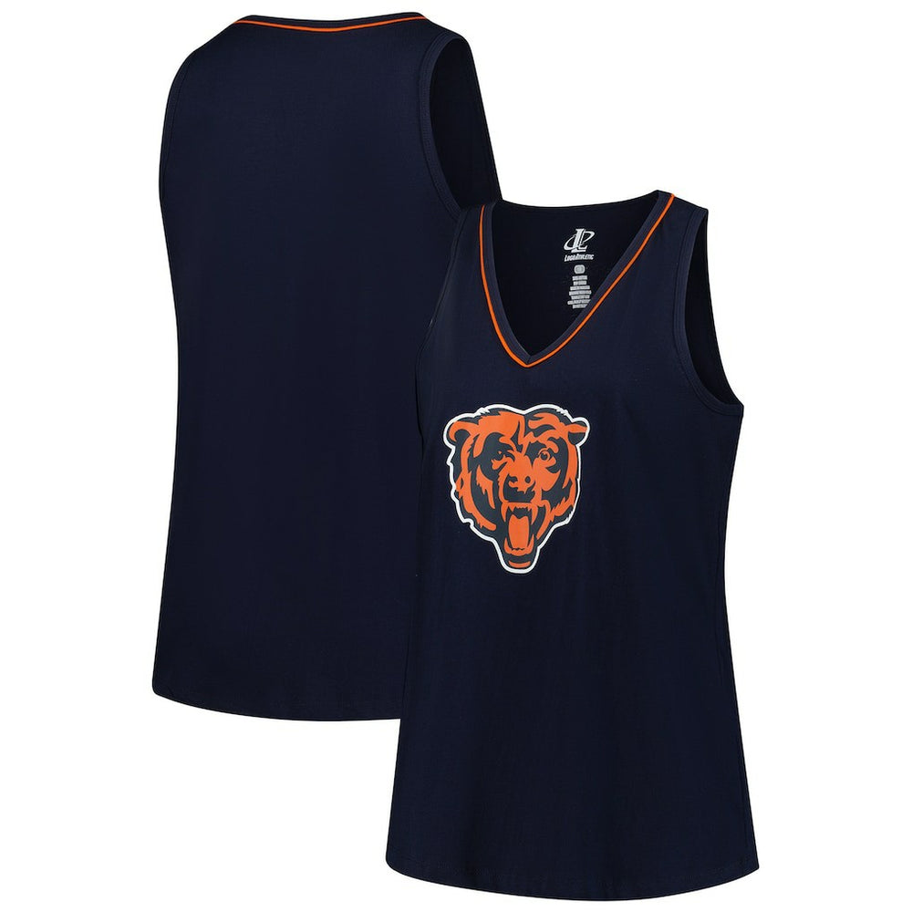 Chicago Bears Logo Athletic Women's Plus Size Stellar Win V-Neck Tank Top Navy | NFL
