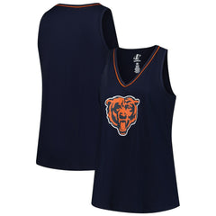 Chicago Bears Logo Athletic Women's Plus Size Stellar Win V-Neck Tank Top Navy | NFL