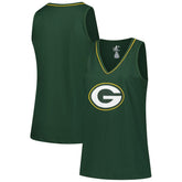 Green Bay Packers Logo Athletic Women's Plus Size Stellar Win V-Neck Tank Top Green | NFL