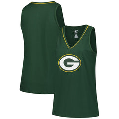 Green Bay Packers Logo Athletic Women's Plus Size Stellar Win V-Neck Tank Top Green | NFL