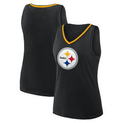 Pittsburgh Steelers Logo Athletic Women's Plus Size Stellar Win V-Neck Tank Top Black | NFL