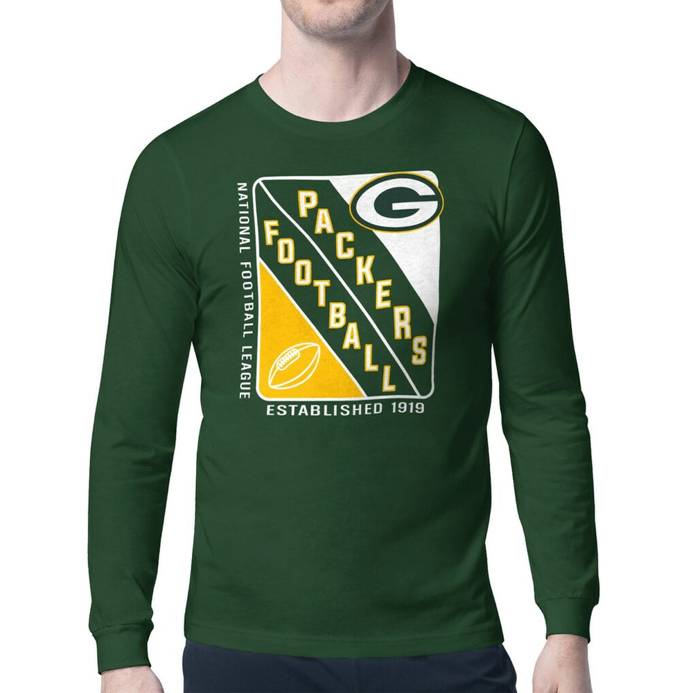 Green Bay Packers Starter Shield Logo Long Sleeve T-Shirt Olive | NFL