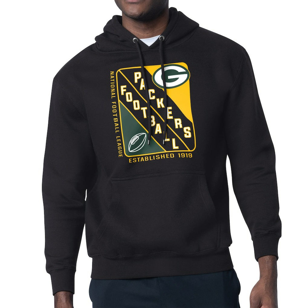 Green Bay Packers Starter Shield Logo Pullover Hoodie Black | NFL