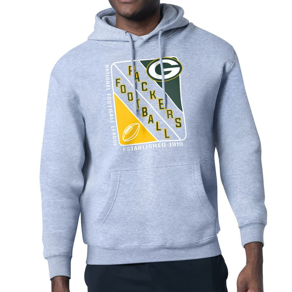 Green Bay Packers Starter Shield Logo Pullover Hoodie Heather Gray | NFL