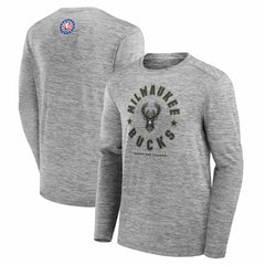Milwaukee Bucks NBA Hoops for Troops Long Sleeve T-Shirt Heather Gray - NBA