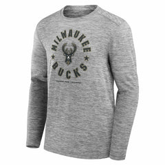 Milwaukee Bucks NBA Hoops for Troops Long Sleeve T-Shirt Heather Gray - NBA
