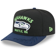 Seattle Seahawks New Era 2025 NFL Draft A-Frame 9FIFTY Snapback Hat Black/College Navy | NFL