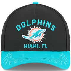 Miami Dolphins New Era 2025 NFL Draft 9FORTY A-Frame M-Crown Adjustable Hat Black/Aqua | NFL