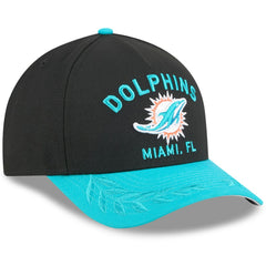 Miami Dolphins New Era 2025 NFL Draft 9FORTY A-Frame M-Crown Adjustable Hat Black/Aqua | NFL