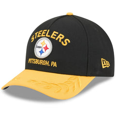 Pittsburgh Steelers New Era 2025 NFL Draft 9FORTY A-Frame M-Crown Adjustable Hat Black/Gold | NFL