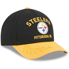 Pittsburgh Steelers New Era 2025 NFL Draft 9FORTY A-Frame M-Crown Adjustable Hat Black/Gold | NFL