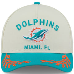 Miami Dolphins New Era 2025 NFL Draft 9FORTY A-Frame M-Crown Adjustable Hat Cream/Aqua | NFL