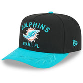 Miami Dolphins New Era Youth 2025 NFL Draft A-Frame 9FIFTY Snapback Hat Black/Aqua | NFL
