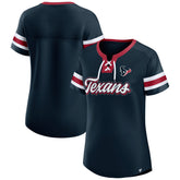 Houston Texans Women's Iconic Bling Athena Lace-Up V-Neck T-Shirt Navy | Fanatics