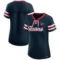 Houston Texans Women's Iconic Bling Athena Lace-Up V-Neck T-Shirt Navy | Fanatics