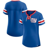 New York Giants Women's Bling Athena Jersey Style Lace-up T-Shirt Royal | Fanatics