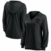 Green Bay Packers Women's Blackout Slub Hoodie V-Neck Long Sleeve T-Shirt | Fanatics