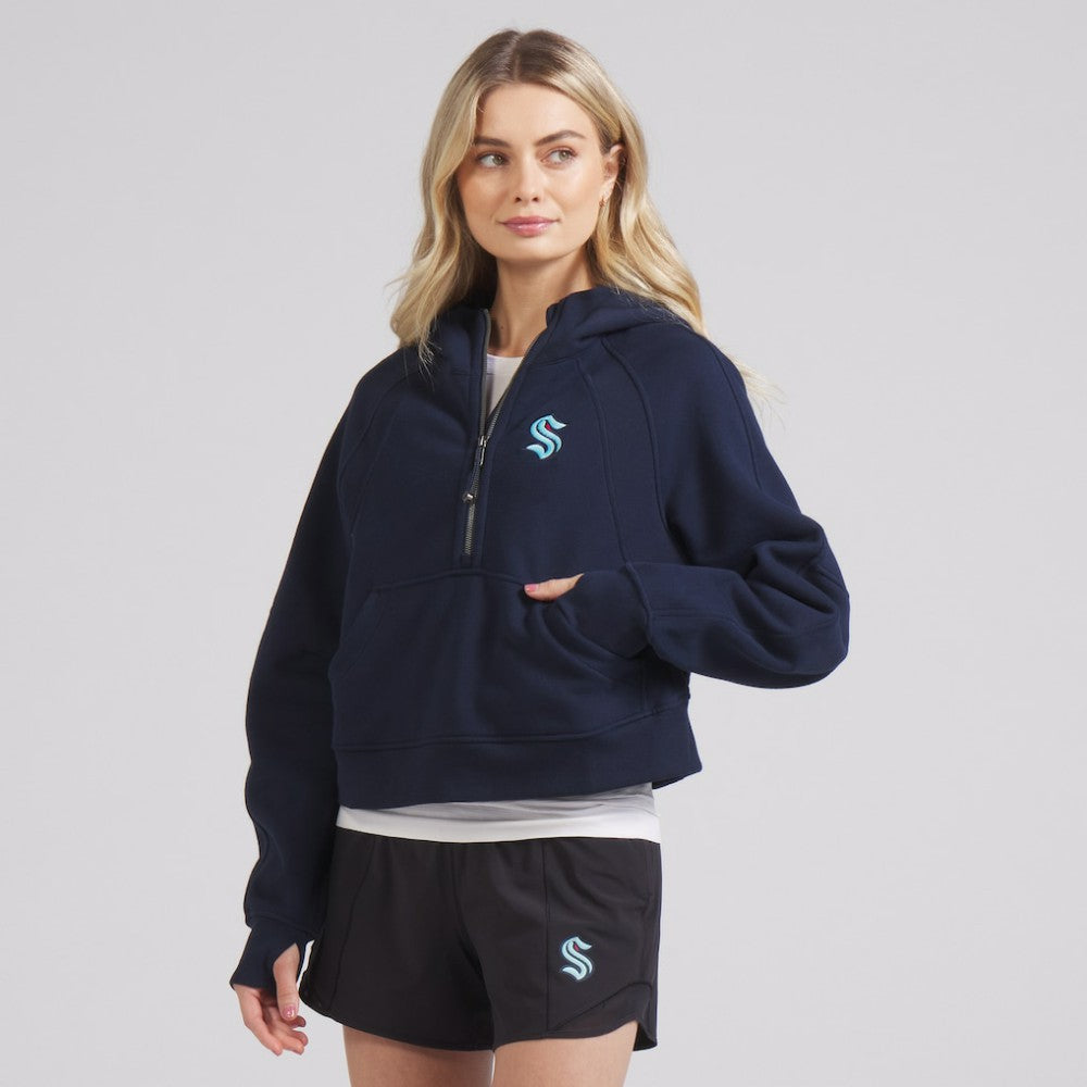 Seattle Kraken lululemon Women's Scuba Oversized Half-Zip Hoodie - True Navy - NHL