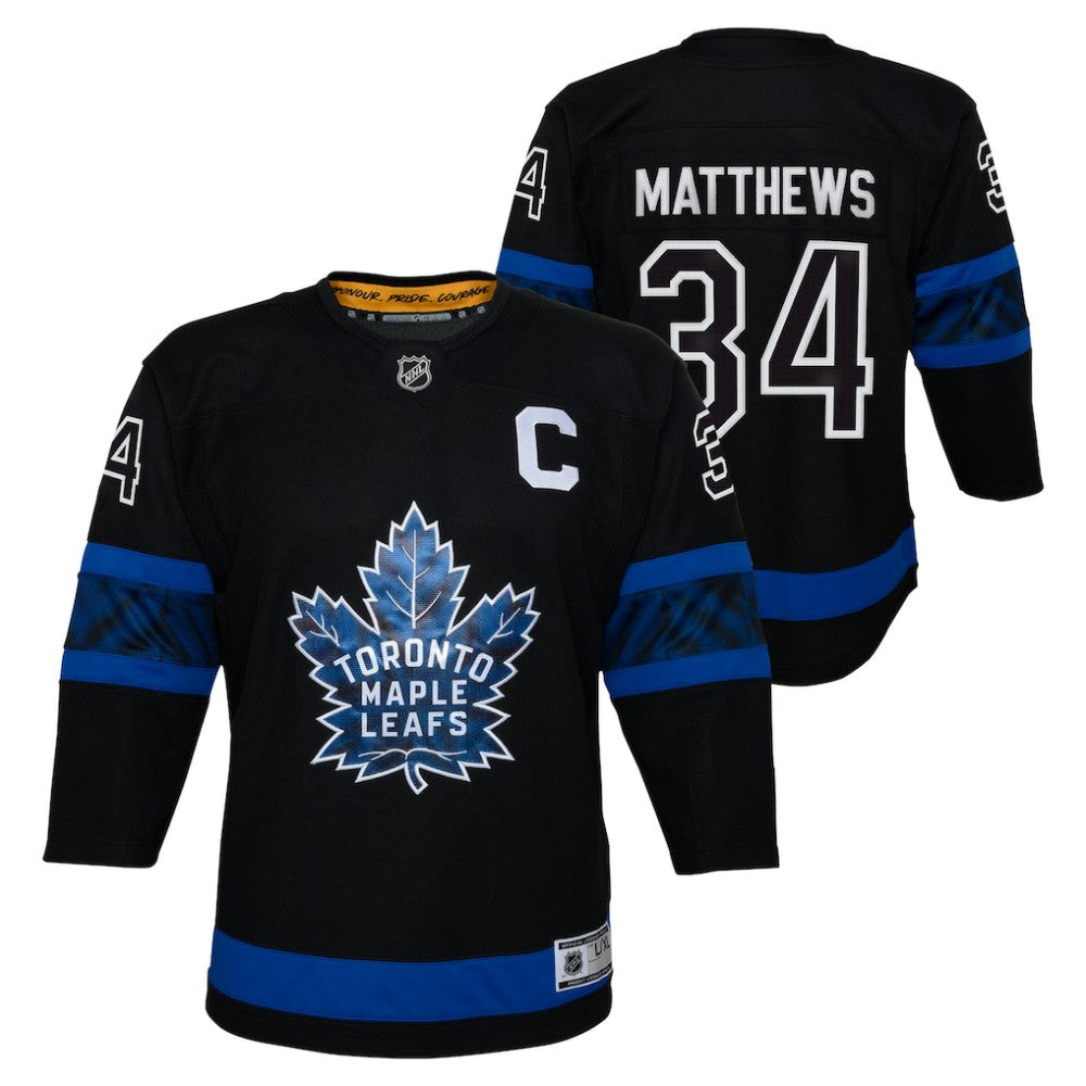 Auston Matthews Toronto Maple Leafs Youth Alternate Premier Player Jersey - Black - NHL