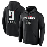 Michael Penix Jr. Atlanta Falcons Name & Number Team Wordmark Pullover Hoodie Black | NFL